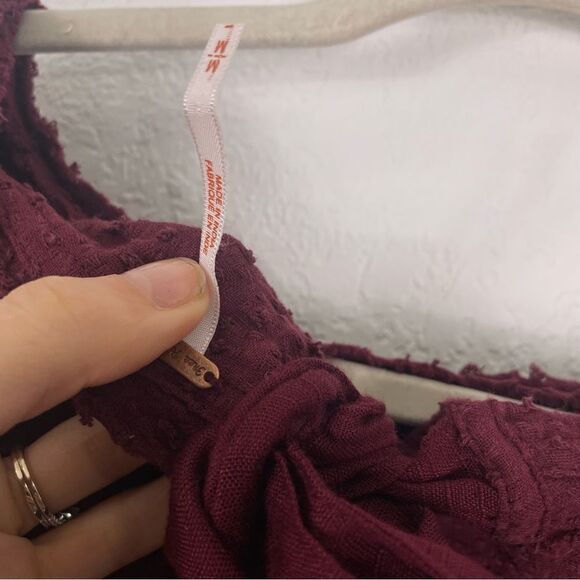 Free People Maroon Knit Open Tie Back Long Sleeve Top - Picture 5 of 5